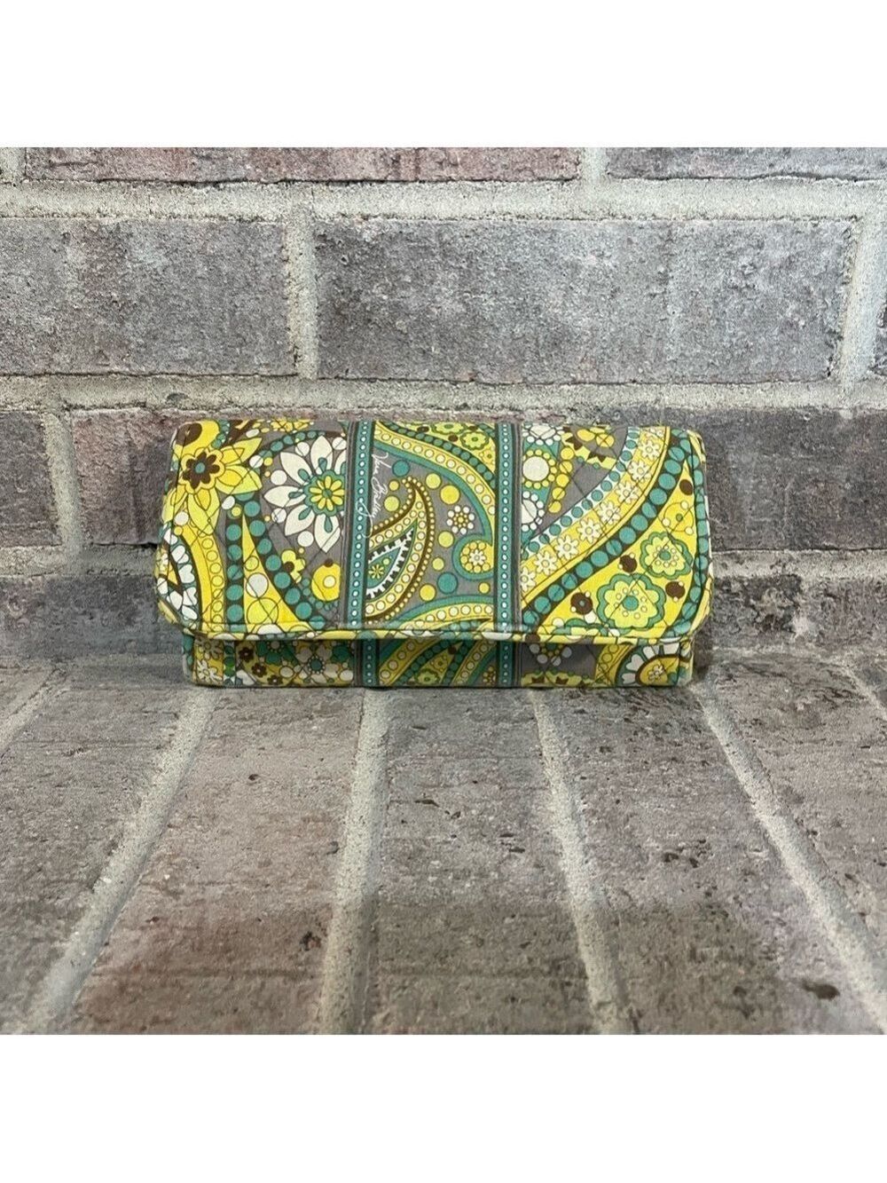 Vera Bradley Yellow and Green Paisley Clutch